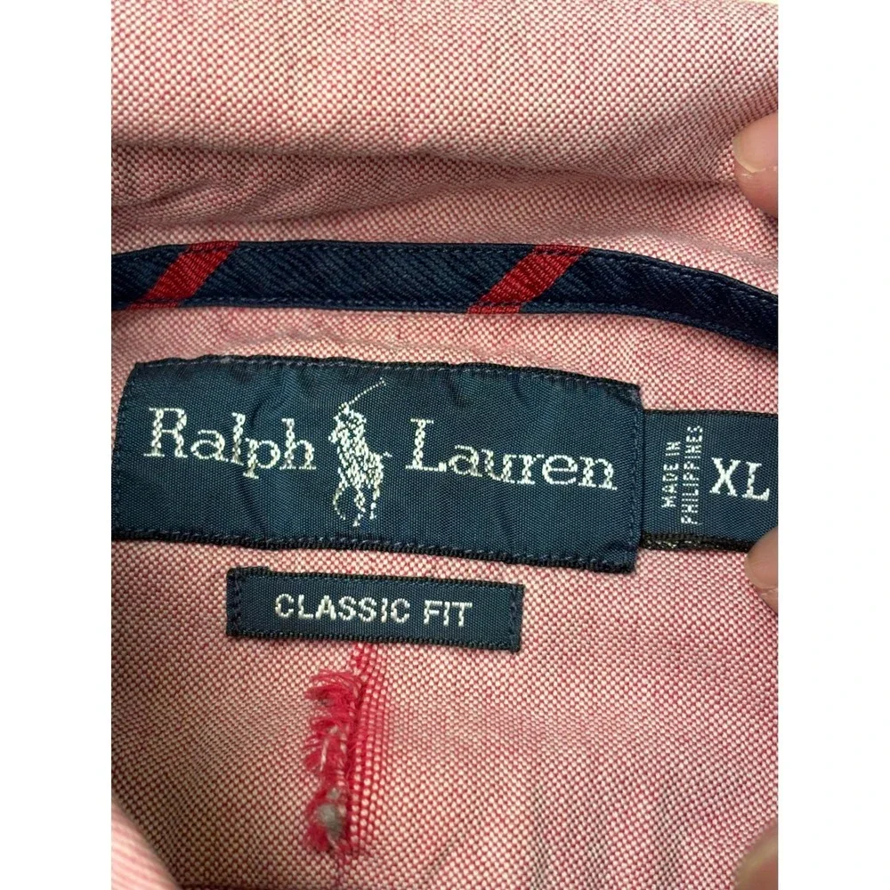 Ralph Lauren Mens XL Classic Fit Long Sleeve Button Down Shirt Red‎